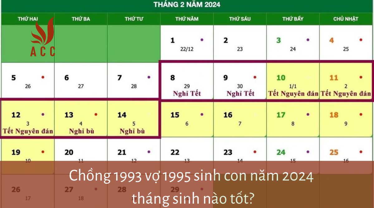 Chồng 1993 vợ 1995 sinh con năm 2024 có hợp không? Tháng nào đẹp?